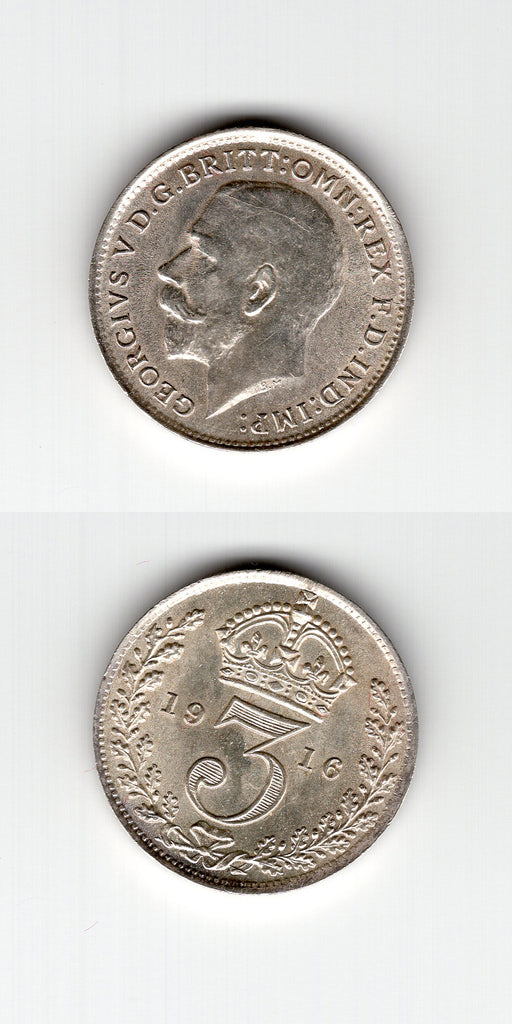 1916 Silver Threepence ABU/UNC