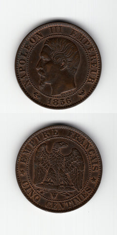 1856 W Fance 5 Centimes AUNC
