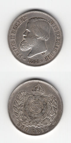 1868 Brazil 200 Reis AEF