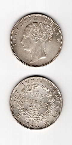 1840 India Rupee AUNC/UNC