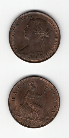 1862 Halfpenny UNC