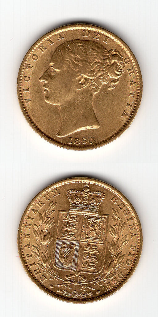 1860 Shield Back O over C Sovereign VF/AEF