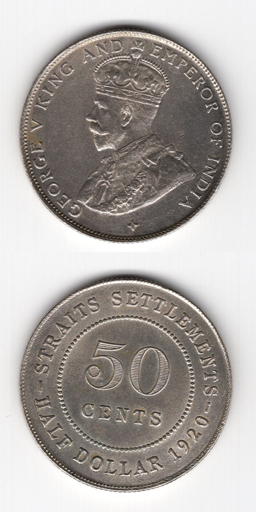 1920 Straits Settlements 50 Cents EF