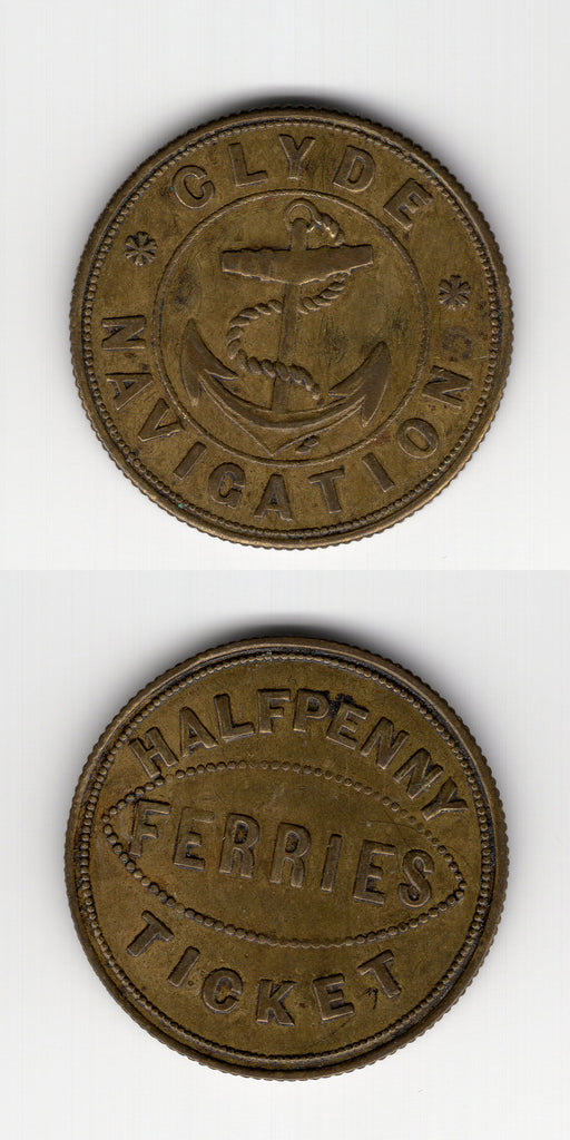 1900 C Glasgow Clyde Navigation Brass Ferries Halfpenny Token AEF