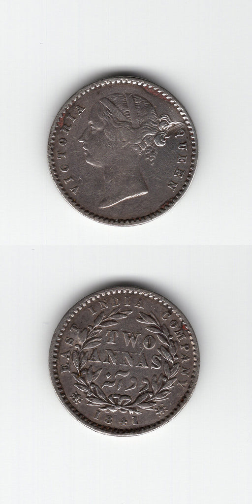 1841 India EIC Silver 2 Annas AVF