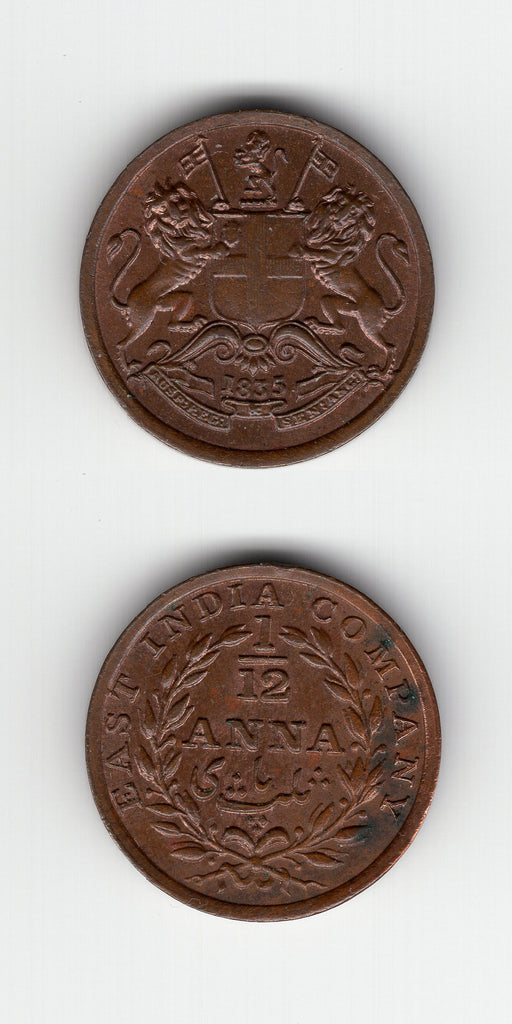 1835 India EIC 1/12th Anna UNC/AUNC
