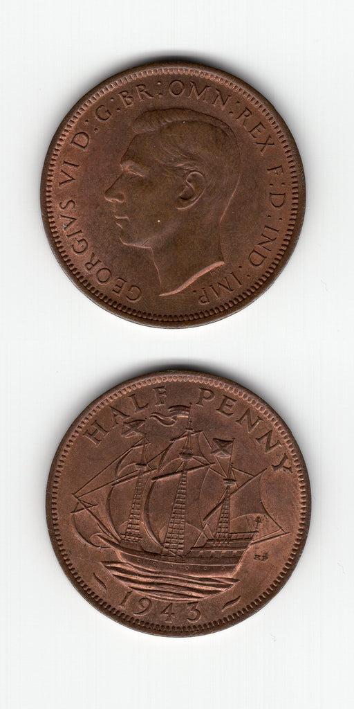 1943 Halfpenny UNC