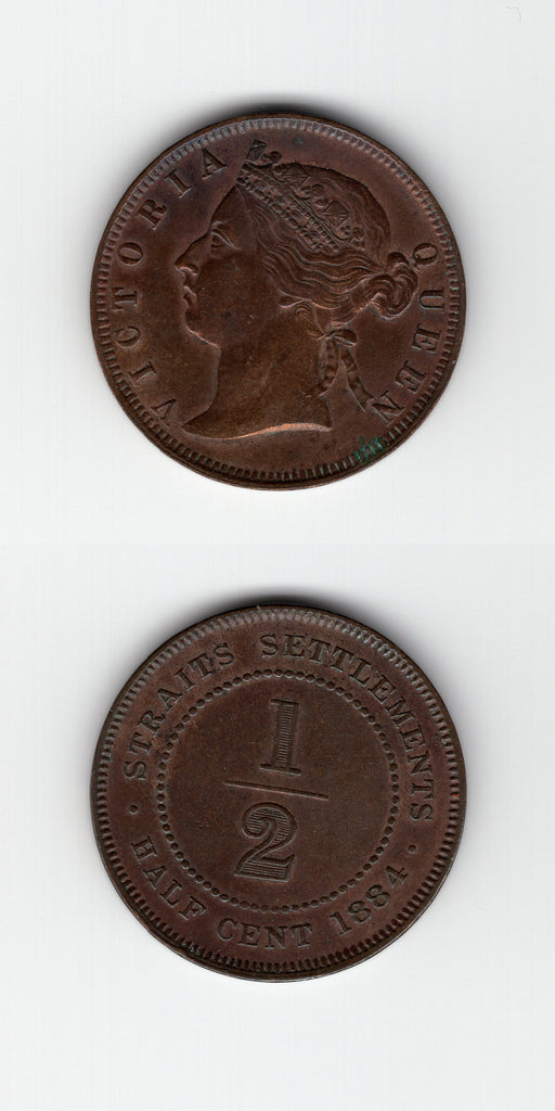 1884 Straits Settlements 1/2 Cent AEF