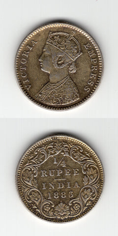 1883 India Silver 1/4 Rupee VF