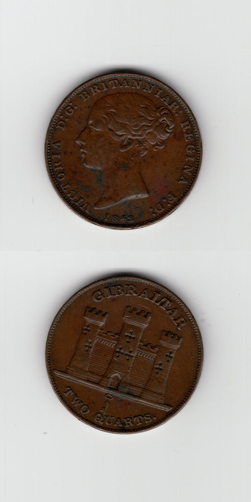 1842/1 Gibraltar 2 Quarts VF