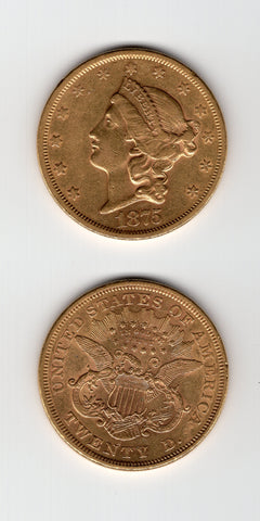 1875 S USA Gold 20 Dollars GVF