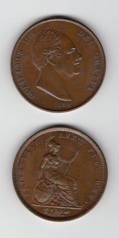 1834 William 1V Penny AUNC/UNC
