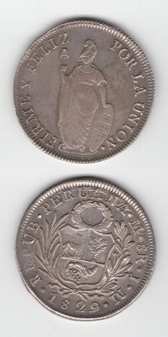 1829  JM Peru  8 Reales AEF