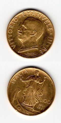 1931 R Italy Gold 100 Lira.GEF