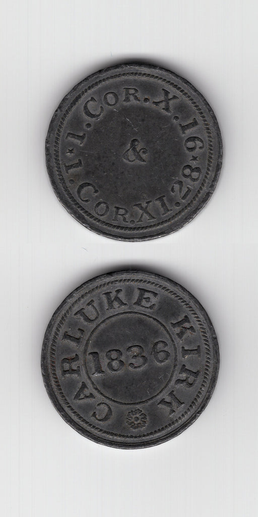 1836 Scotland Carluke Kirk Communion Token GVF