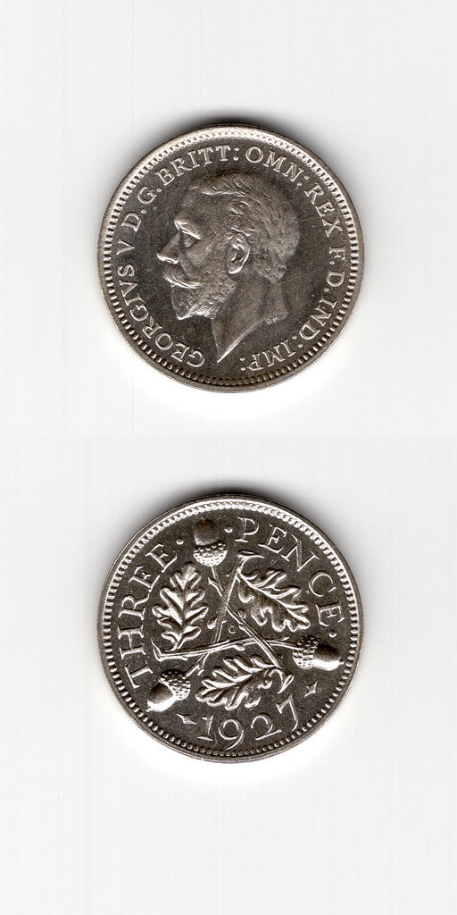 1927 Proof silver Threepence UNC