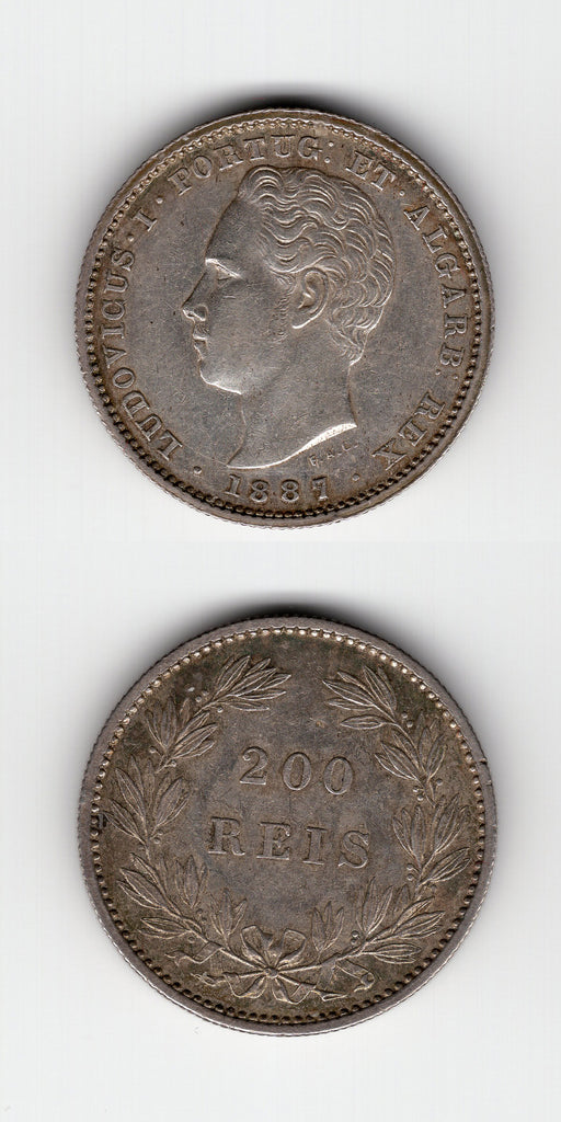 1887 Portugal silver 200 Reis AUNC