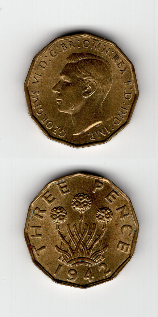 1942 Brass Threepence AUNC