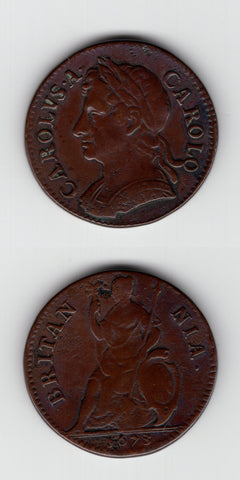 1673 Farthing VF/AVF