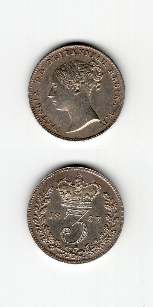 1863 Silver Threepence UNC