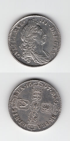 1697 First Bust Shilling EF/AEF