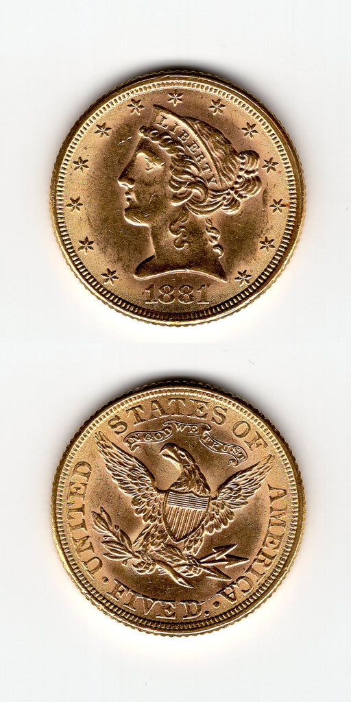 1881 USA Gold 5 Dollars AEF