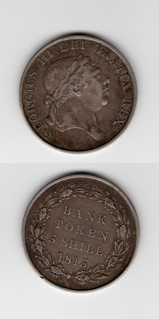 1813 Silver Three Shillings Silver Bank Token VF