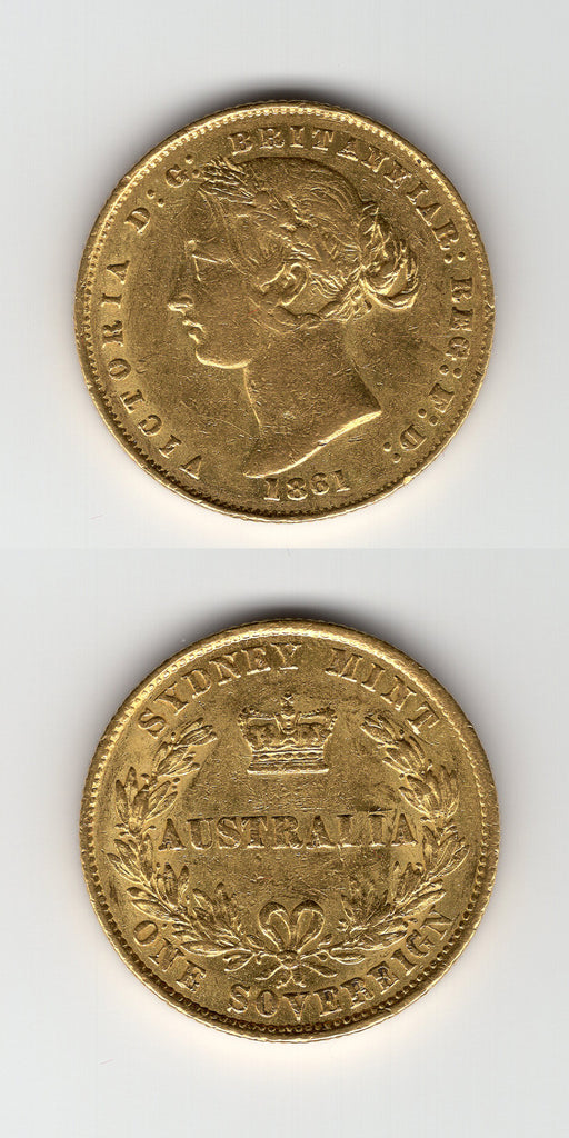 1861 Australia Sydney Mint Sovereign GVF