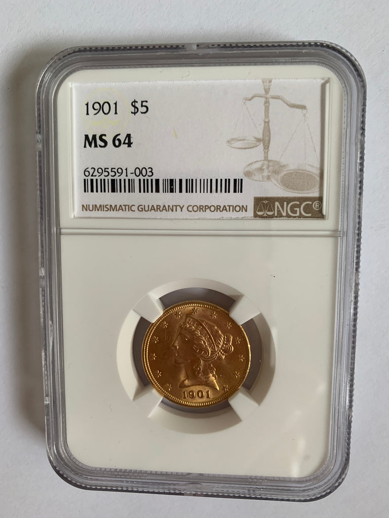 1901 USA Gold 5 Dollars UNC