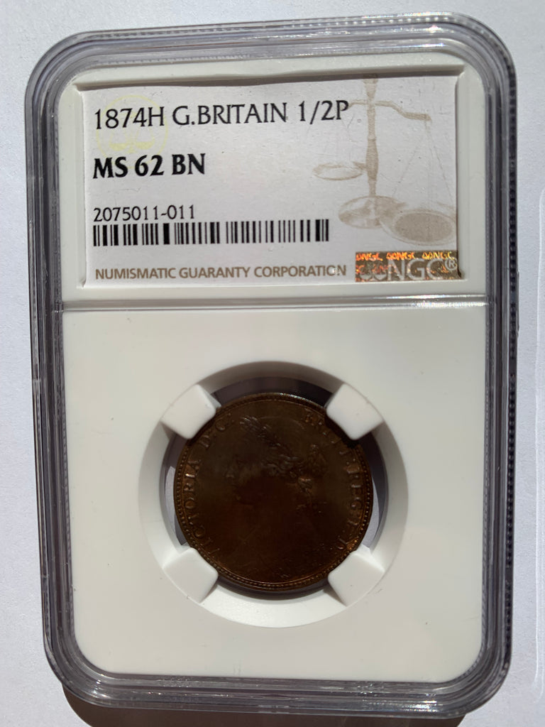 1874 H Halfpenny UNC