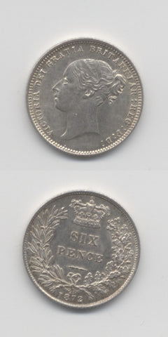 1872 Sixpence Die 23 UNC