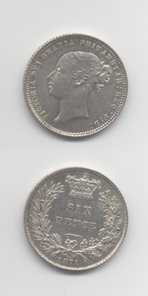 1871 Sixpence Die 38 UNC