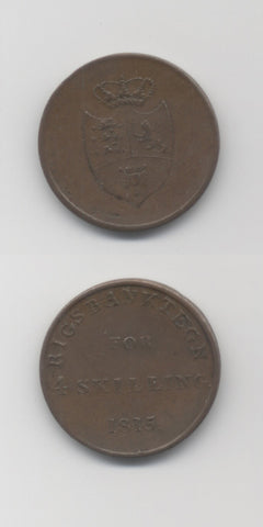 1815 Denmark Token Coinage 4 Skilling GVF