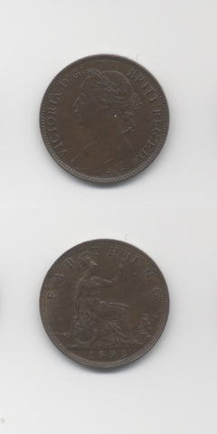 1893 Farthing Wide Spaced Date AUNC
