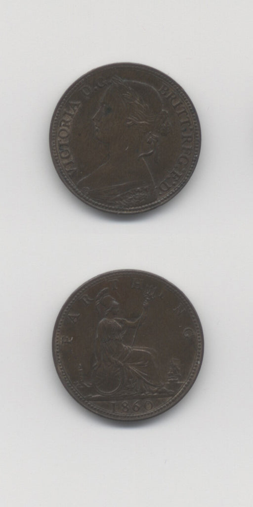 1860 Beaded Border 3 Berries Farthing Peck 1854 GEF