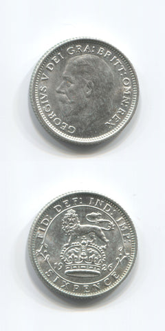 1926 Sixpence 3rd Coinage AUNC