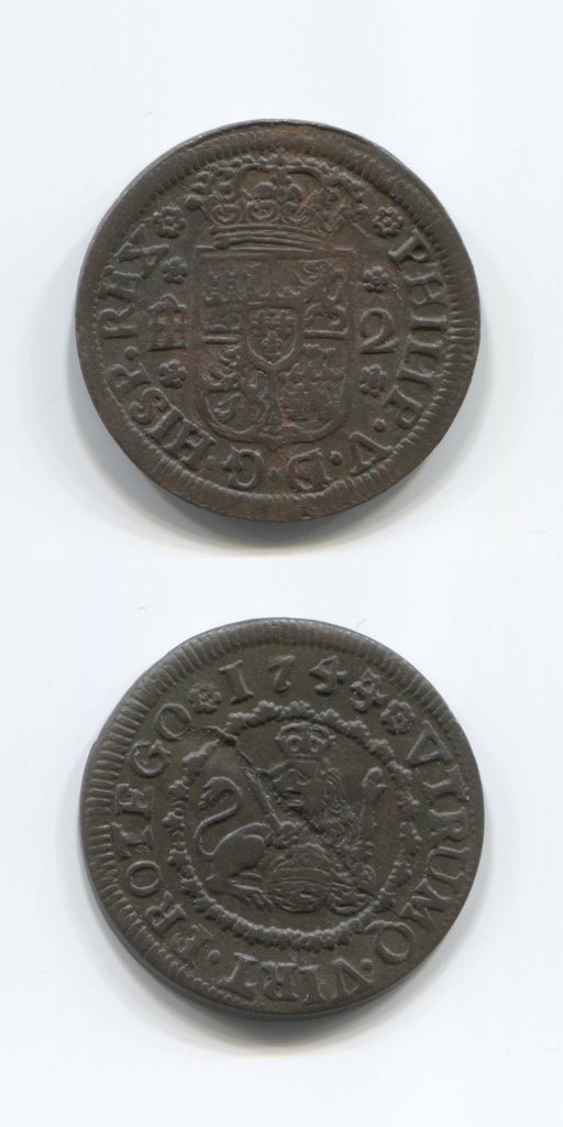 1744 Spain 2 Maravedis GVF