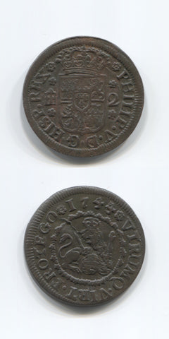 1744 Spain 2 Maravedis  GVF