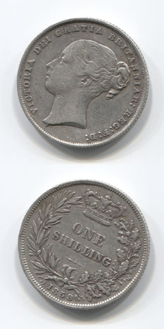 1858 Shilling VF+