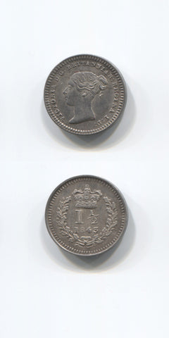 1843 Silver 1 1/2d AUNC