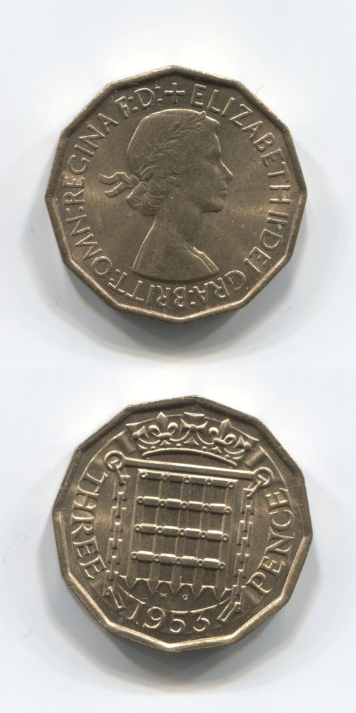 1953 Brass Threepence UNC