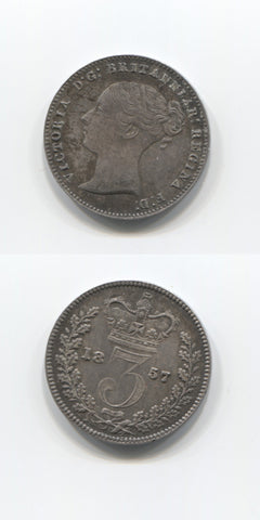 1857 Silver Threepence  AUNC