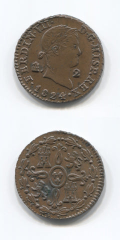 1824 Spain 2 Maravdis UNC