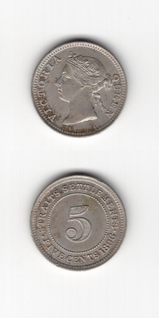 1896 Straits Settlements 5 Cents AUNC