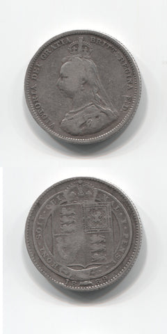 1889 Small Jubilee Head Shilling GF