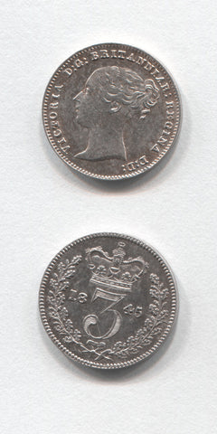 1845 Silver Threepence UNC