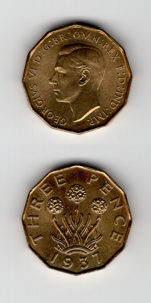 1937 Brass Threepence BU