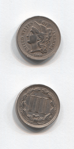 1869 USA 3 Cents EF