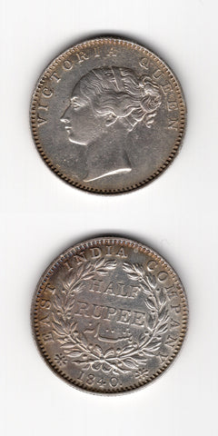1840 B India EIC Silver Half Rupee AUNC
