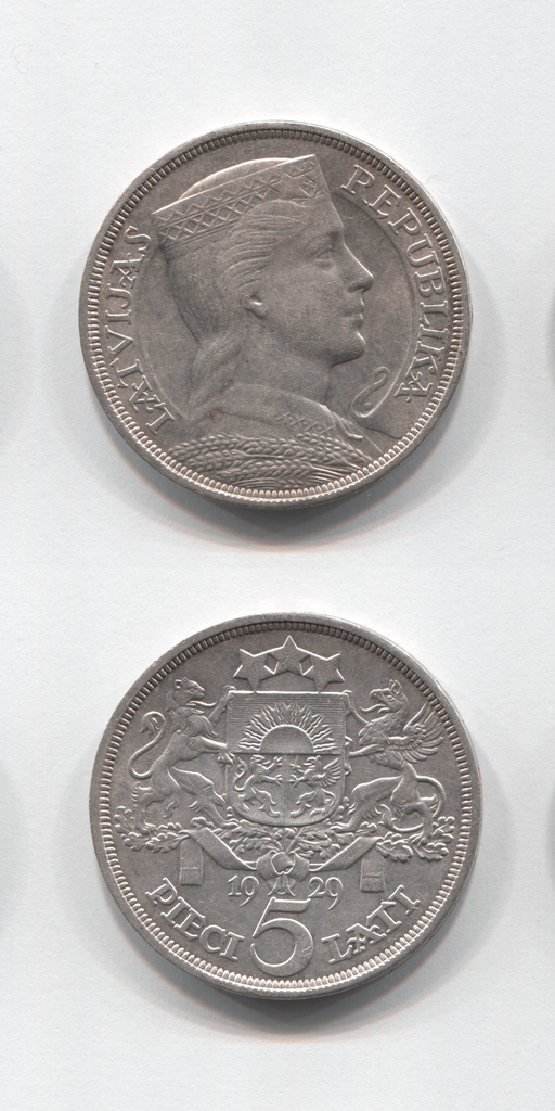 1929 Latvia 5 Lati AUNC